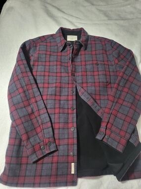Weatherproof Men's Plaid Shirt Jacket in Burgundy and Charcoal
